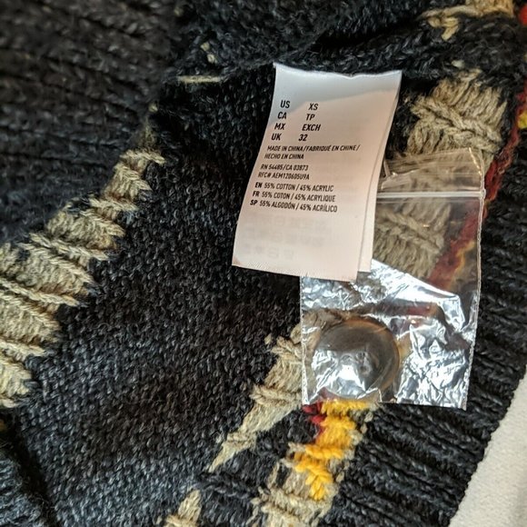 American Eagle Heavy knit Hooded Sweater Hoodie XS Men's Women's Grey Aztec - Picture 8 of 14